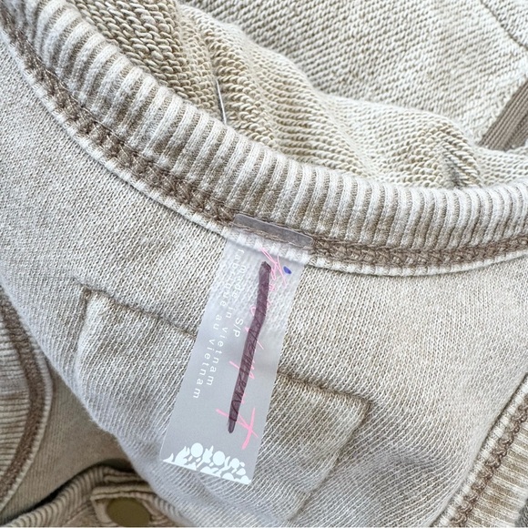 NWT Free People Timko Onesie One Piece Wide Leg Jumpsuit FP Movement Sweat Tan - Picture 6 of 10